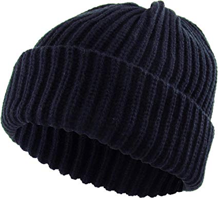 Rollup Classic Warm Winter Fisherman Leon Beanie Hats Acrylic Ribbed Knit Cuff Daily Cap