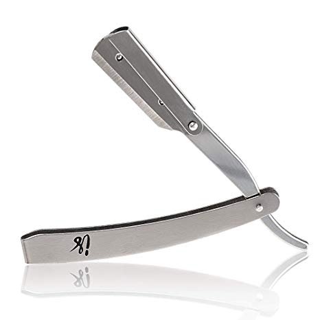 Professional Barber Razor - Stainless Steel Straight Edge Razor - 10 Count High Quality Blades – Easy to Use – Classic Style for Extra Clean Shave