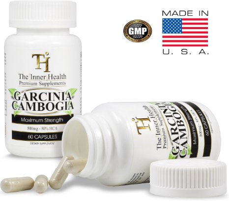 800MG HCA GARCINIA CAMBOGIA EXTRACT - 100% Natural & Pure Appetite Suppressant and Weight Loss Supplement - 60 Capsules - 100% Money Back Guarantee - Order Risk Free! Made in USA - The Inner Health