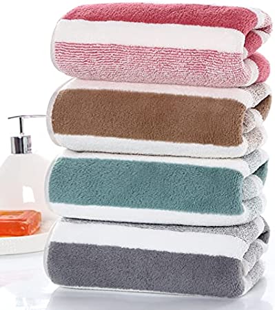 Microfiber Hand Towel Face Towel Set for Bathroom 4Pack, 14inch x 30inch - Quick Drying Microfiber Coral Velvet Absorbent Towels - Multipurpose Use for Hotel, Bathroom, Shower, Spa