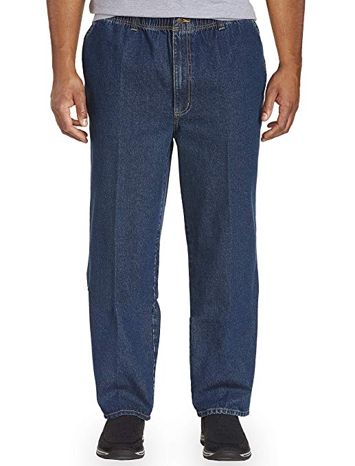Harbor Bay by DXL Big and Tall Full Elastic-Waist Jeans - Updated Fit