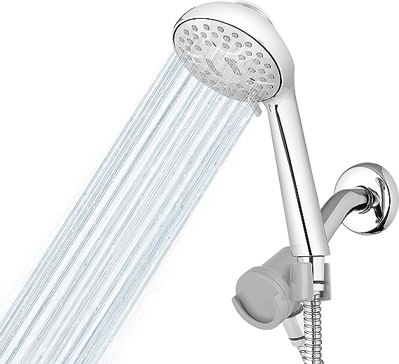 Waterpik Magnetic Dual Dock Adjustable Height Hand Held Shower Head With 5-Foot Metal Hose and PowerPulse Shower Massage, Chrome QMK-753ME