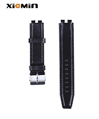 XIEMIN Black Genuine Leather Watch Band/ Strap Watchbands for Pebble Steel Smartphone 100% Brand New and Genuine Leather Prolongs the Life of Your Watch Band (Black)