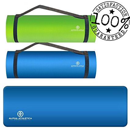 Yoga Mat - Double Sided All-Purpose Extra Thick Non-Slip Anti-Tear Premium Exercise, Gym, and Pilates Mat with Velcro Carrying Strap - Best for Men & Women - Perfect for Home Workout