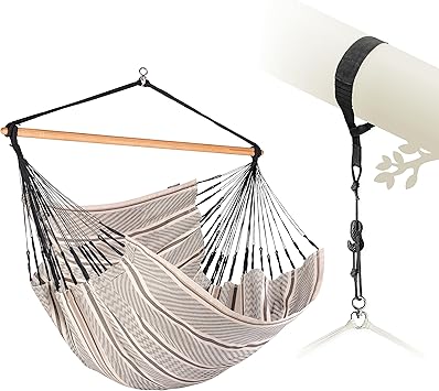 LA SIESTA® - XL King Habana Cotton Hammock Chair & TreeMount - Hanging Hammock Chair w/Suspension Kit for Trees Beams & Posts - Indoor Outdoor Swing Hanging Chair for Bedroom Patio Balcony - Zebra