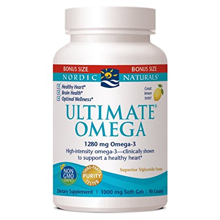 Nordic Naturals Ultimate Omega 3 - Fish Oil Supplement for Brain Support, Healthy Heart and Optimal Health, Non-GMO Verified (90 Count)