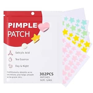 Pimple Patches for Face 304pcs,Hydrocolloid Acne Patches Star,Zit Patches,Pimple Popper Tool Kit,Facial Skin Care Products Containing Salicylic Acid,Tea Tree Oil and Calendula Oil(304)