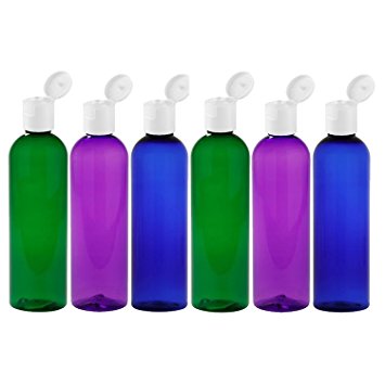 MoYo Natural Labs 4 oz Travel Bottle, Empty Travel Containers with Flip Caps, BPA Free PET Plastic Squeezable Toiletry/Cosmetic Bottles (6 pack, Psychedelic)