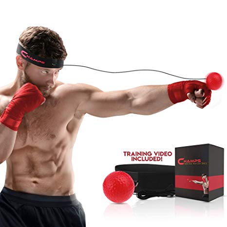Champs Boxing Reflex Ball Boxing Equipment Fight Speed, MMA Boxing Gear Pro Punching Ball - Great for Reaction Speed and Hand Eye Coordination Training Reflex Bag Alternative