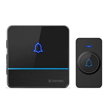 Wireless Doorbell, X-Sense Doorbell Chime Kit, 56 Melodies and 5 Volume Levels, Operating at 2,000 Feet Ultra-Long Range with 1 Plug-in Receiver, CD Quality Sound and LED Flash, Black