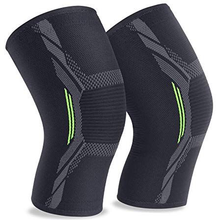 2 Pack Knee Brace Knee Sleeves Knee Support of 3D Flexible Breathable Knitting and Double Anti-Slip Silicone Gel Sweat Absorbing for Men or Women MUBYTREE (L: 19"-21")