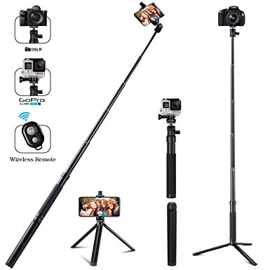 Eocean Selfie Stick Tripod, 46 Inch Selfie Stick for Cellphone with iOS and Android System, Compatible with iPhone/Samsung/Google/GoPro Hero Fusion/6/5/Compact Cameras, Gopro Adapter Included