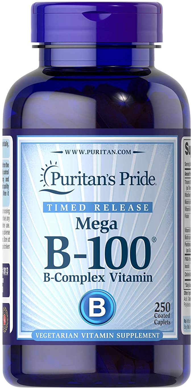 Vitamin B-100® Complex Timed Release Supports Energy Metabolism**, 250 caplets by Puritan's Pride®