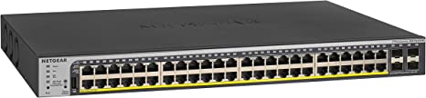 NETGEAR 52-Port Gigabit Ethernet Smart Managed Pro PoE Switch (GS752TPP) - with 48 x PoE  @ 760W, 4 x 1G SFP, Desktop/Rackmount, and and ProSAFE Lifetime Protection