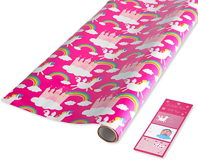 American Greetings Unicorns and Rainbows Wrapping Paper and Gift Tags