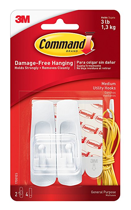 Command Utility Hooks, Medium, White, 2-Hooks (17001ES)