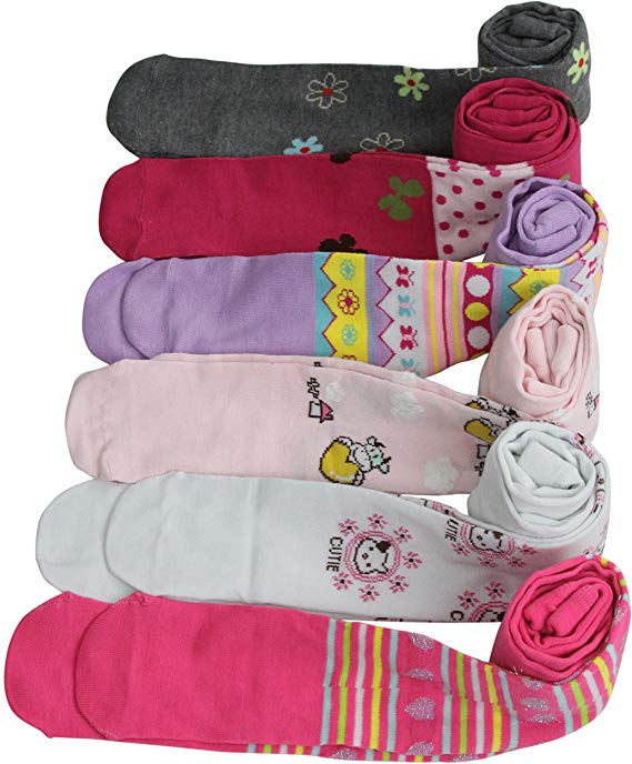 ToBeInStyle Girl's Pack of 6 Assorted Design Winter Tights