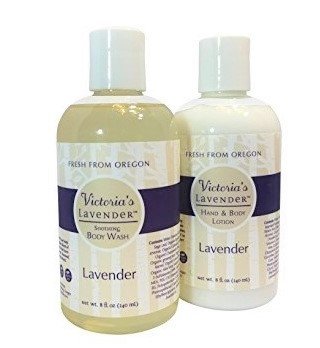 Victoria's Lavender All Natural Lavender Hand and Body Lotion and Organic Lavender Body Wash Gift Set - Sulfate Free, Paraben Free, Handmade in USA