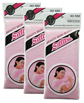 Salux Nylon Japanese Beauty Skin Bath Wash Cloth/Towel (3) Pink