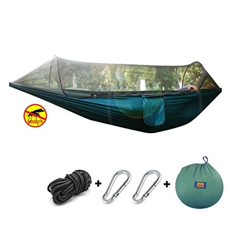 HILLPOW Mosquito Net Hammock Tent Capacity 440 Pounds Breathable Parachute Nylon FOR Relaxation Traveling Outdoor Camping (114x57inch)