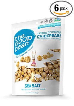 The Good Bean Chickpea Snacks, Sea Salt, Gluten and Nut Free, 2.5-Ounce (Pack of 6)