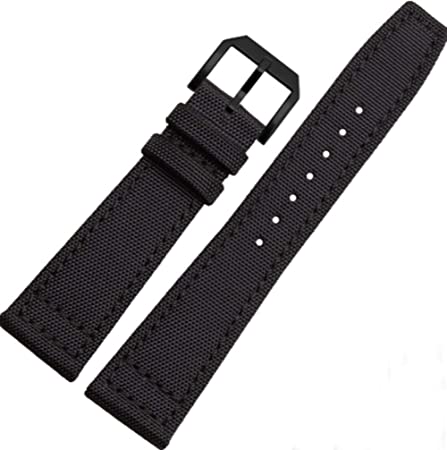 Cordura Canvas Watch Strap Band with Matching Stitching and Lorica Leather Inner Liner, Chose Color & Width, 20mm 22mm Green or Black. Replacement Band with Free Spring bar Tool and Spring bar pins