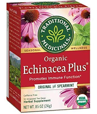 TRADITIONAL MEDICINALS Echinacea Plus Tea,16 Count (Pack of 3)