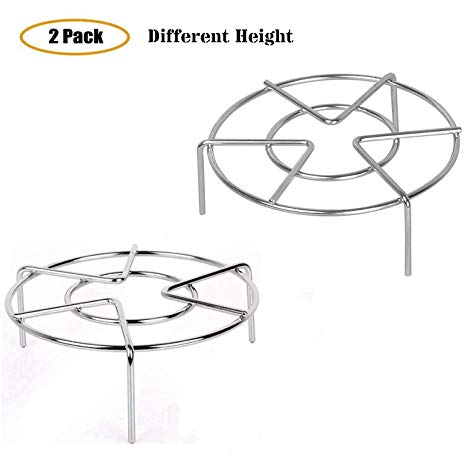 Flytaker Stainless Steel Electric Pressure Cooker Steaming Rack Stand Cookware Pack of 2 (Different Height)