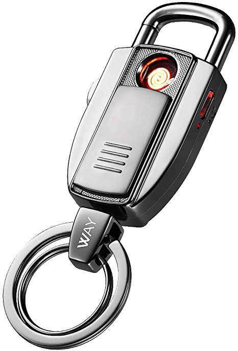 VVAY Electric Keychain Lighter, Electronic Coil Cigarette Lighter usb Rechargeable Windproof Flameless (Coil Replaceable)