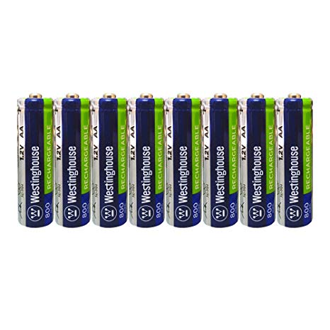 8pc Westinghouse Pre Charged Always Ready AA 1.2 Volt 800mAh Ni-Mh Rechargeable Battery for Solar Garden Lights