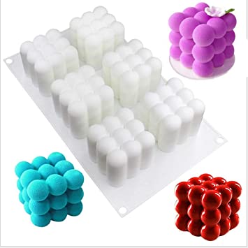 3D Magic Bubble Cube Mousse Cake Silicone Mold, for Ice Cream Chocolate, Fondant Pastry Dessert, Handmade Artwork Resin Candle Gypsum Crafts, Massage Bar Soap; MJ09MF