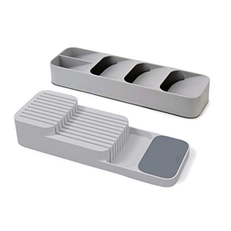 Joseph Joseph 10511 DrawerStore Set Kitchen Drawer Organizer Tray for Cutlery and Knives, 2-Piece, Gray