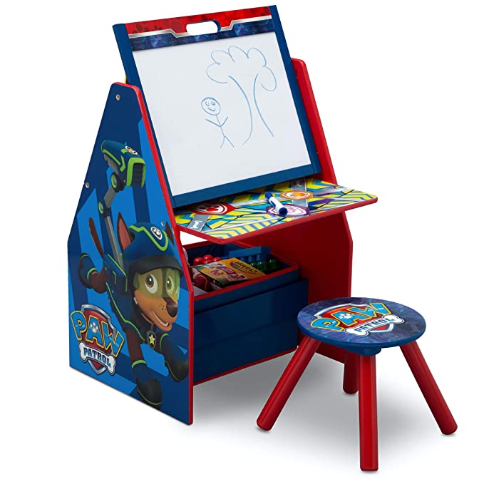 Delta Children Kids Easel and Play Station – Ideal for Arts & Crafts, Drawing, Homeschooling and More, Nick Jr. PAW Patrol