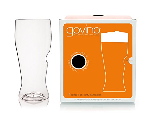 Govino Set Of 12 Shatterproof 16oz. Beer Glasses With Thumb-Notch
