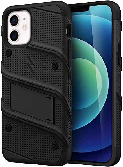 ZIZO Bolt Case for iPhone 12 / iPhone 12 Pro with Kickstand and Lanyard - Black