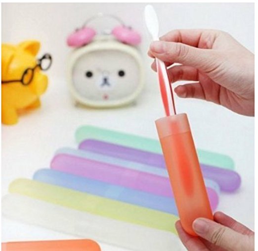 Cosmos ® Pack of 7 Different Color Plastic Toothbrush Case/Holder for Travel Use