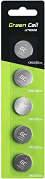 Green Cell CR2025 Lithium Button Coin Battery 3V (2025 / CR2025 / CR 2025) Suitable for Use in Keyfobs, Scales, Toys, Led lights, wearables and medical devices, etc. Pack of 5