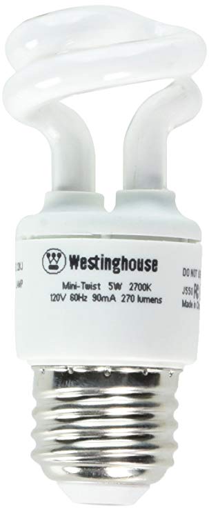 Westinghouse 3667000, 5 Watt CFL Light Bulb, (25W Equal) 2700K Soft White 82 CRI 270 Lumens