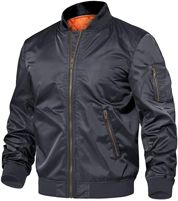 TACVASEN Men's Jackets Casual Bomber Jacket Lightweight Winter Lined Warm Windbreaker Outdoor Coat
