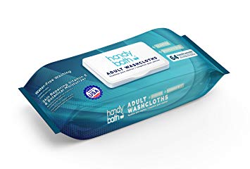 Handybath Incontinence Flushable Adult Washcloths 100% Biodegradable with Fresh Scent- Extra Large 12 x 9" Towels - Personal Cleaning Wipes with Aloe & Chamomile - Rinse Free & Flushable - 64 ct Pack