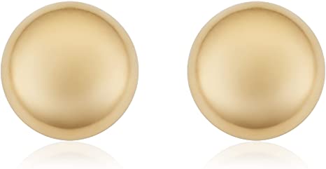 14k Yellow Gold Puffed Button Stud Earrings | Minimalist Jewelry for Women