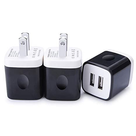 USB Wall Charger, FiveBox 3-Pack Double Wall Charger Adapter Charger Box Plug 2.1A USB Charger Brick Charger Cube Base Phone Charging Block Compatible iPhone X/8/7/6s Plus, Samsung, iPad, LG, Android