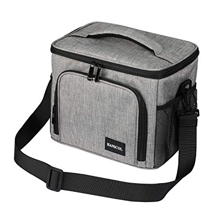 Lunch Box Insulated Lunch Bag,Hanicol Large Lunch Bags for Women/Men, Premium and Leakproof Adult Lunchbox for Work, Durable Lunch Cooler Tote Bag for Office,Picnic,Beach Travel,15 Cans(Grey)
