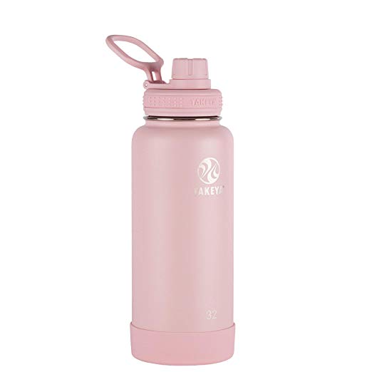 Takeya 51162 Actives Insulated Stainless Steel Water Bottle with Spout Lid, 32 oz, Blush