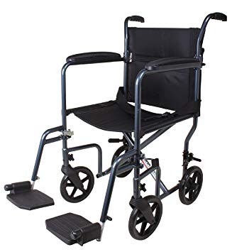 Carex Lightweight Transport Wheelchair - 19 Inch Seat - Folding Transport Chair for Adults - Aluminum - 8 Inch Wheels