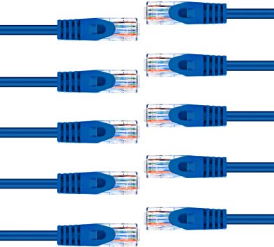 GearIT 10-Pack Cat6 Patch Cable 7 Feet Cat 6 Ethernet Cable Snagless Flexible Soft Tab - Preimum Series - Blue