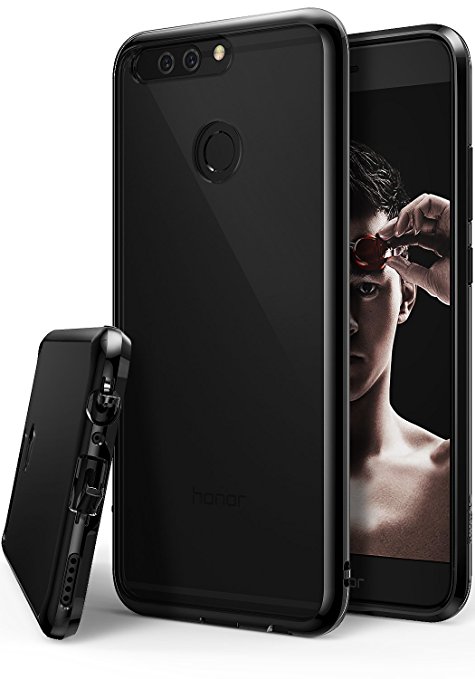 Huawei Honor 8 Pro Case, Ringke [FUSION] Tough PC Back TPU Bumper [Shock Absorption Technology/Attached Dust Cap] Raised Bezels Protective Cover For Huawei Honor 8 Pro / V9 - Ink Black