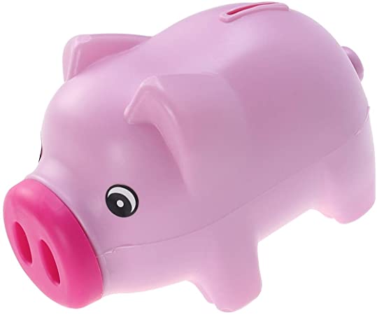 TOYMYTOY Cute Plastic Piggy Bank Coin Bank Saving Pot Money Bank Birthday Nursery Decor for Girls Boys (Rose Red)