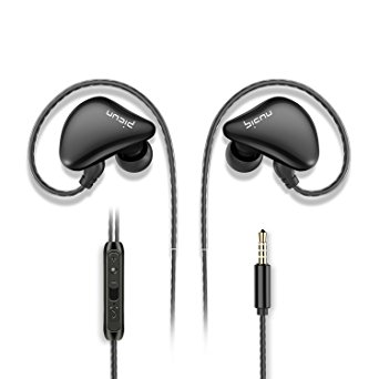 Picun S6 Sports Earbuds In Ear Headphones with Microphone&Volume Control for Running Gym Workout Jogging,Earphones for iPhone iPad iPod Tablets Android Smartphones Laptop Tablets MP3/4(Pure Black)