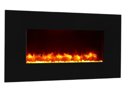 PuraFlame Rossano black 47 inch remote control wall-mounted flat panel electric fireplace heater 1500W
